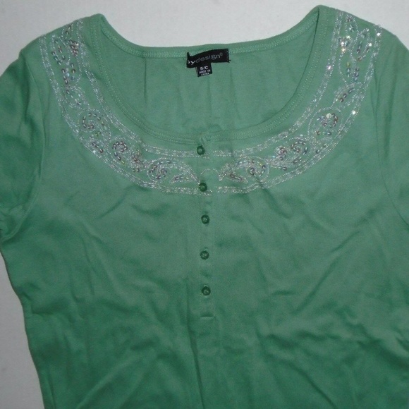 Beaded Sequins Neck Fun Summer SoftTop